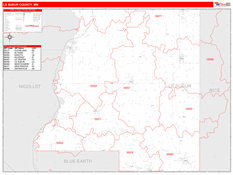 Le Sueur County, MN Digital Map Red Line Style